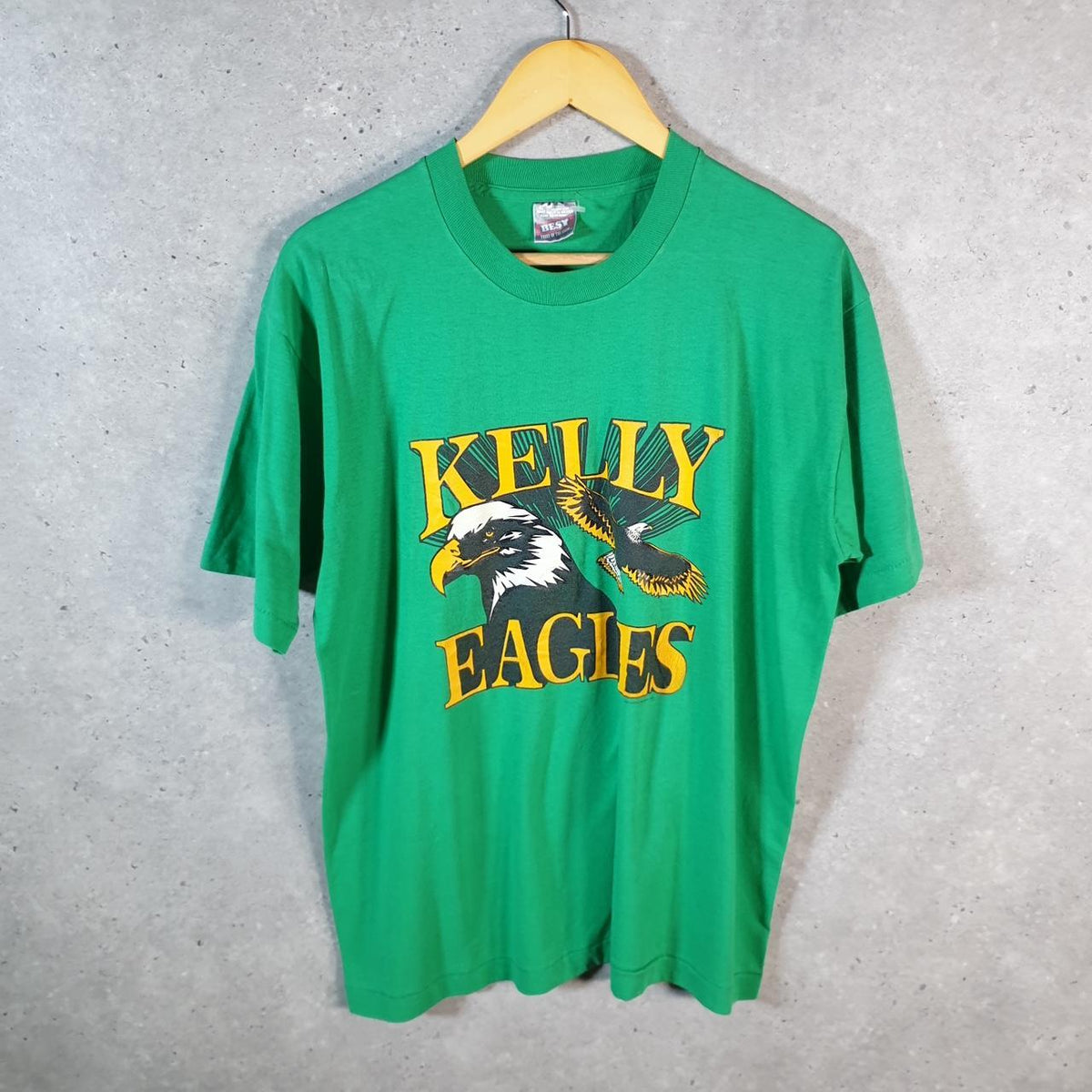 Vintage Fruit of the Loom Kelly Eagles USA 90s Single Stitch T Shirt Men’s Large Green C8787
