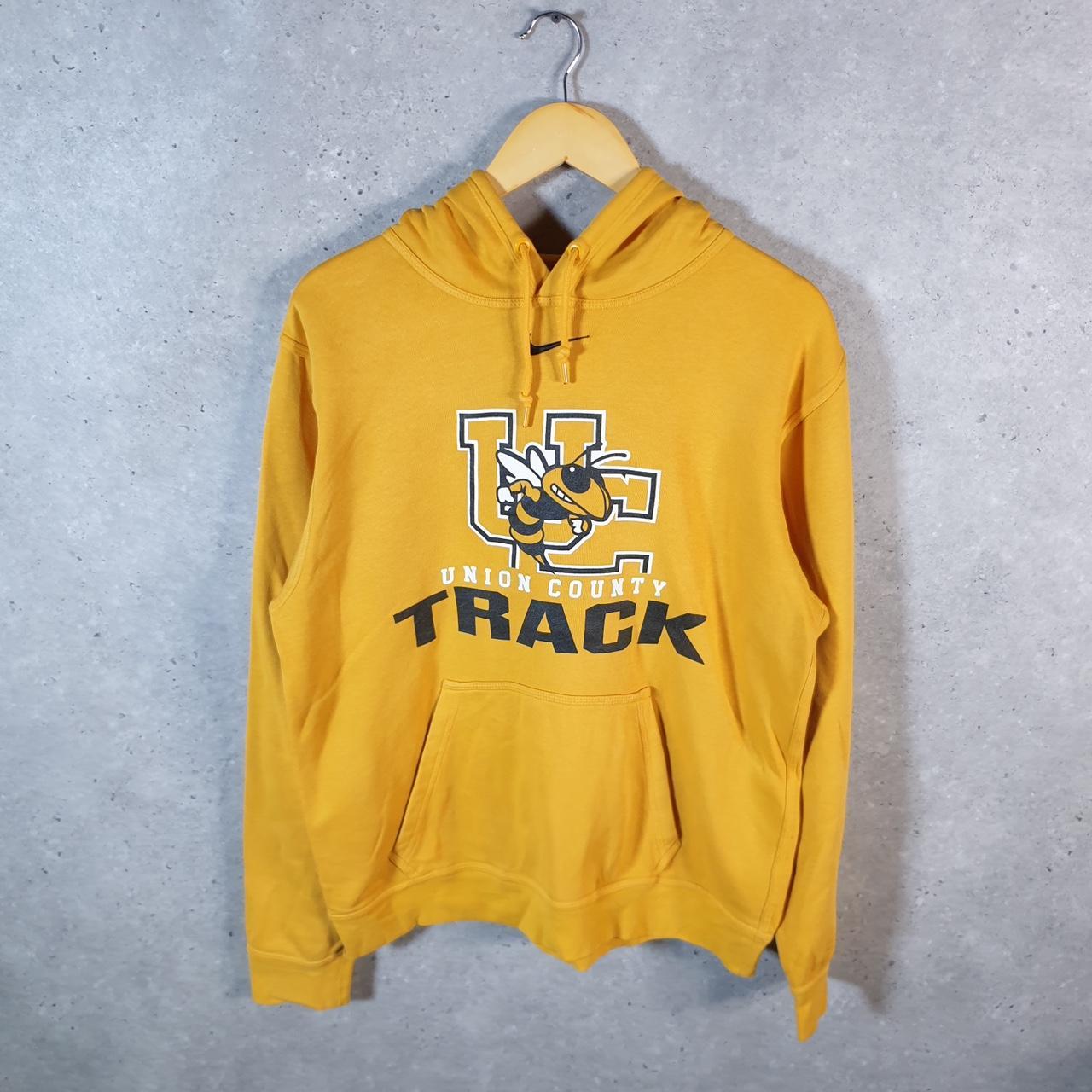 Vintage Nike Centre Swoosh Union County Hoodie Men’s Small Yellow Swoosh Y2K Pullover