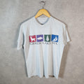 Vintage Green Lake WI Deer Fish Tree Boat 90s USA Single Stitch T Shirt Men’s Small Grey C9567