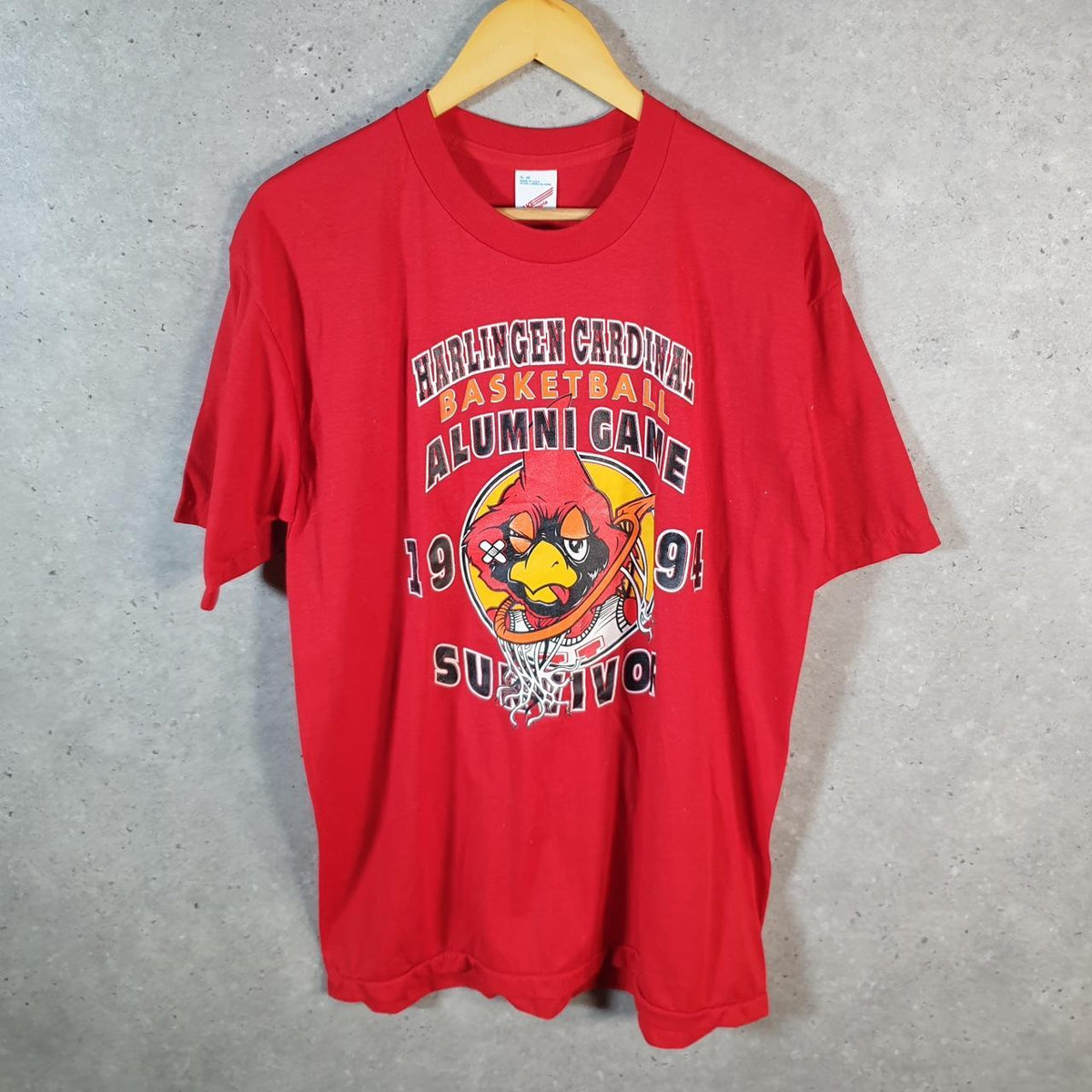Vintage Duke Harlingen Cardinals Basketball 1994 USA Single Stitch T Shirt Men’s XL Red
