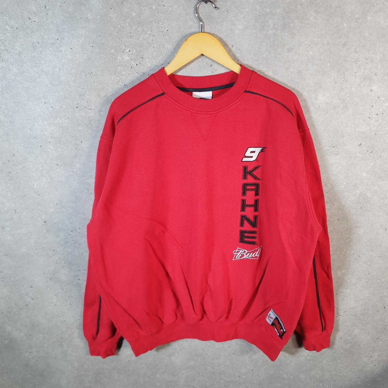Vintage NASCAR Kahne Budweiser Sweatshirt Mens Large Red Pullover USA