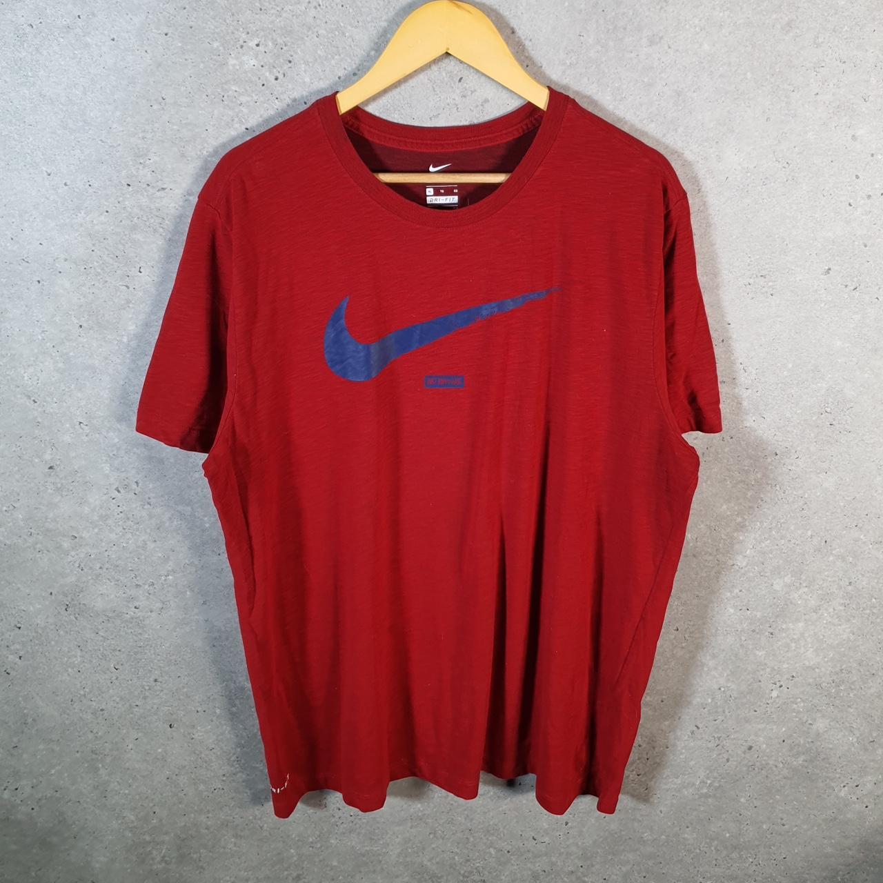 Vintage Nike Just Do It Dri Fit Graphic Spellout T Shirt Men’s XL Red Swoosh Athletic
