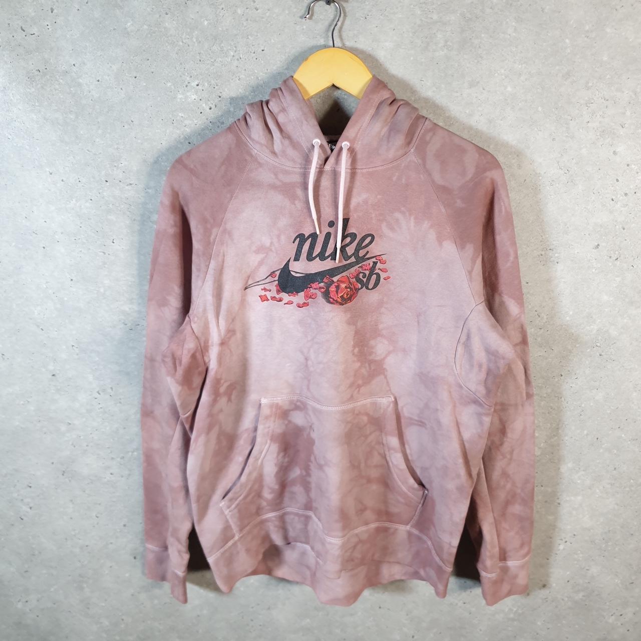 Vintage Nike SB Flowers Spellout Hoodie Womens M Pink Swoosh Y2K