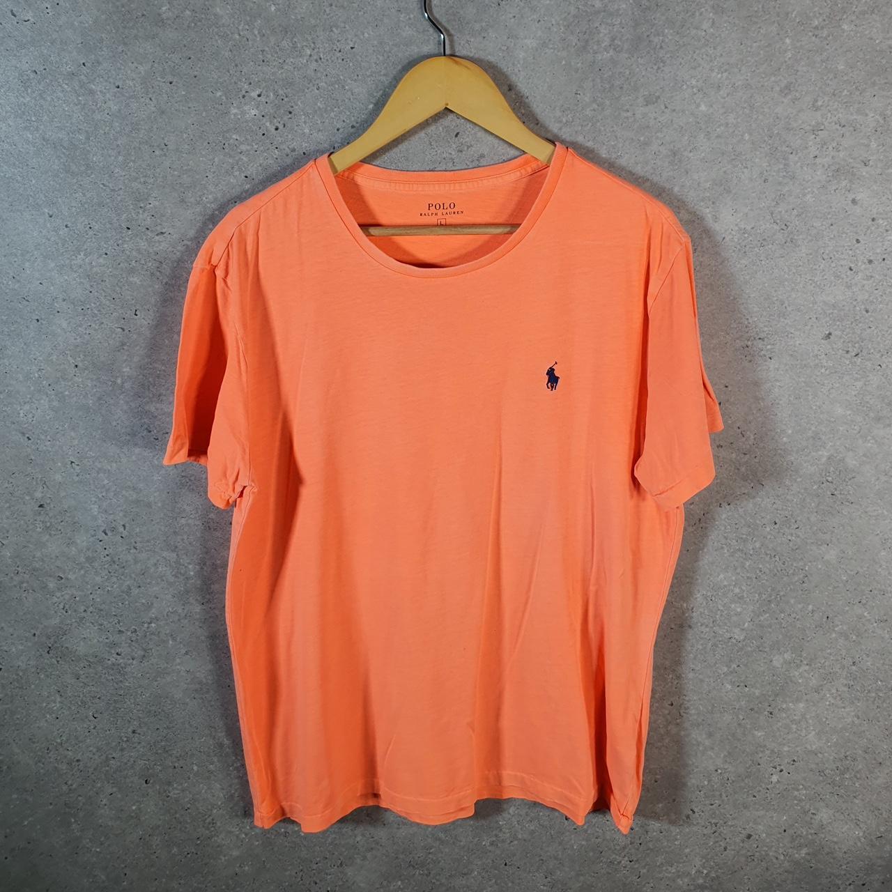 Vintage Ralph Lauren Polo Sport T Shirt Men’s Large Orange Classic Fit Embroidered Pony C8633