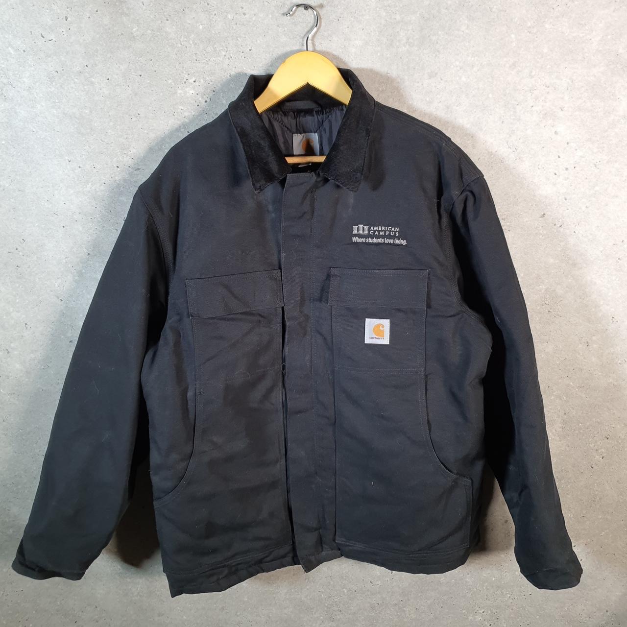 Vintage Carhartt Insulated Quilted Lined Duck Canvas Jacket Men’s Large Black Canvas USA G2116