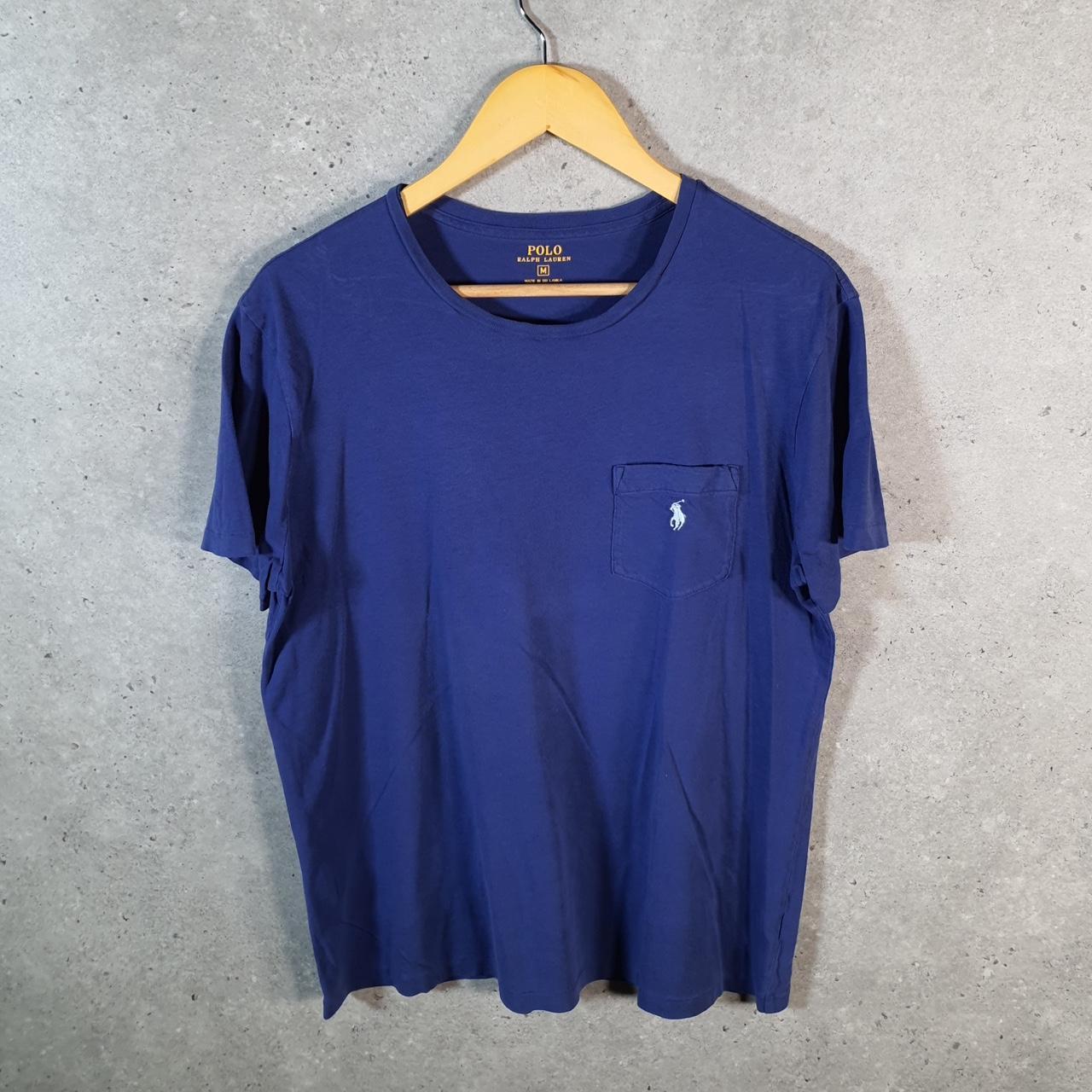 Vintage Ralph Lauren Polo Sport T Shirt Men’s Medium Blue Custom Fit Embroidered Pony C8648