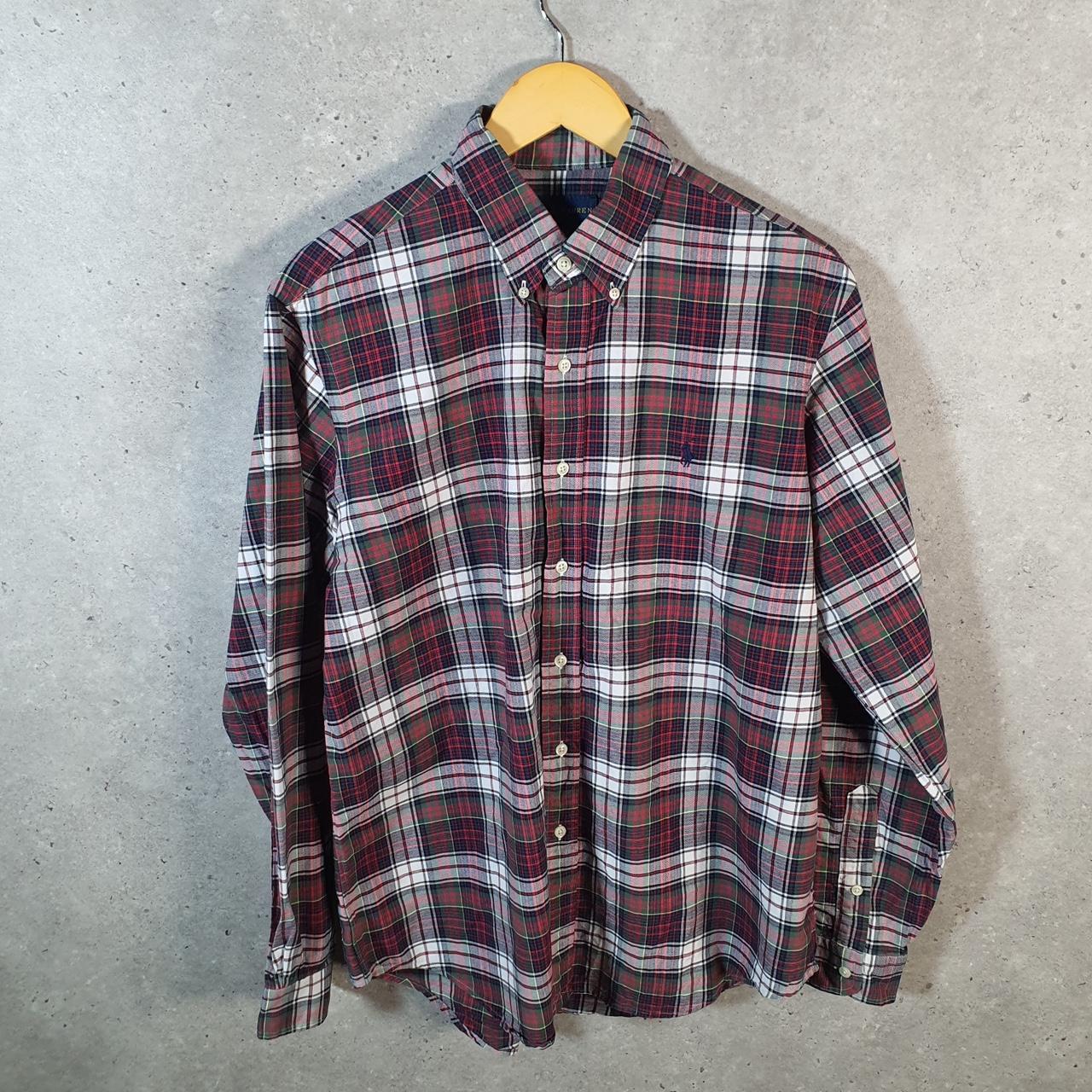 Vintage Ralph Lauren Button Down Shirt Men’s Large Checkered Red Classic Fit Pony