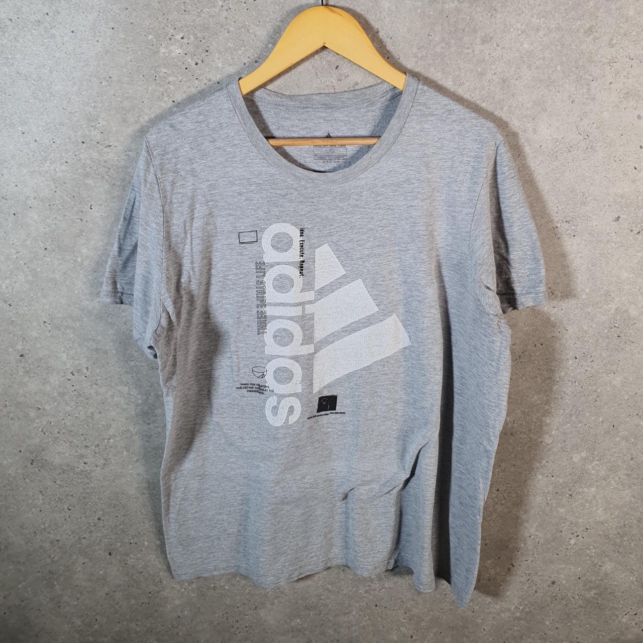 Vintage Adidas Amplifier T Shirt Men’s Large Grey Three Stripes Logo Athletic