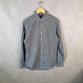 Vintage Ralph Lauren Button Down Shirt Men’s Medium Grey Checkered Slim Fit Cotton Pony