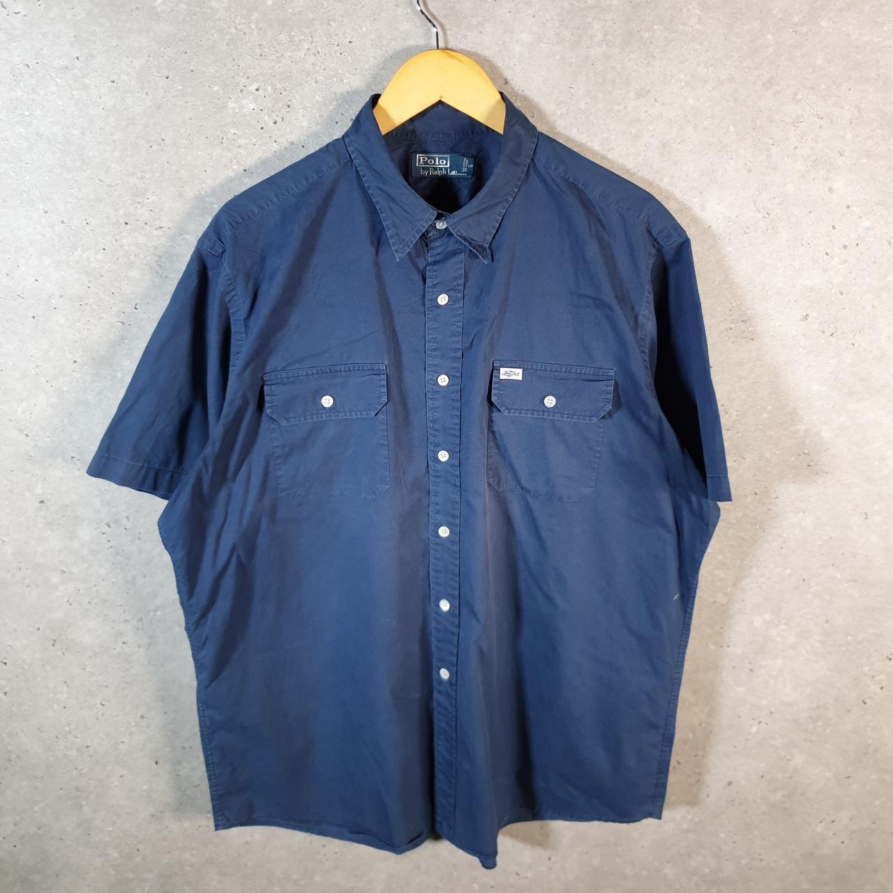Vintage Ralph Lauren Button Down Shirt Men’s XL Navy Blue Classic Fit Cotton