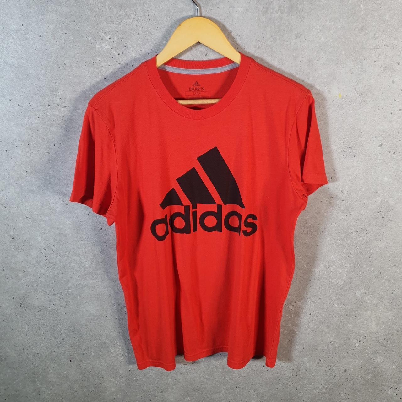 Vintage Adidas Go To Performance Tee T Shirt Men’s Medium Orange Three Stripes Logo