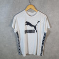 Vintage Puma Spellout T Shirt Womens UK10 White sports Logo Athletic