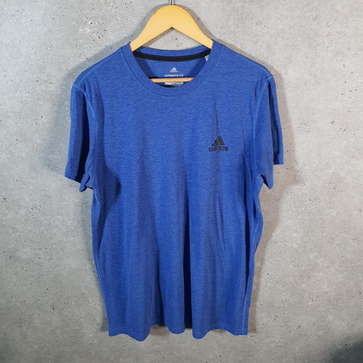 Vintage Adidas Ultimate 2.0 T Shirt Men’s Large Blue Three Stripes Logo Athletic