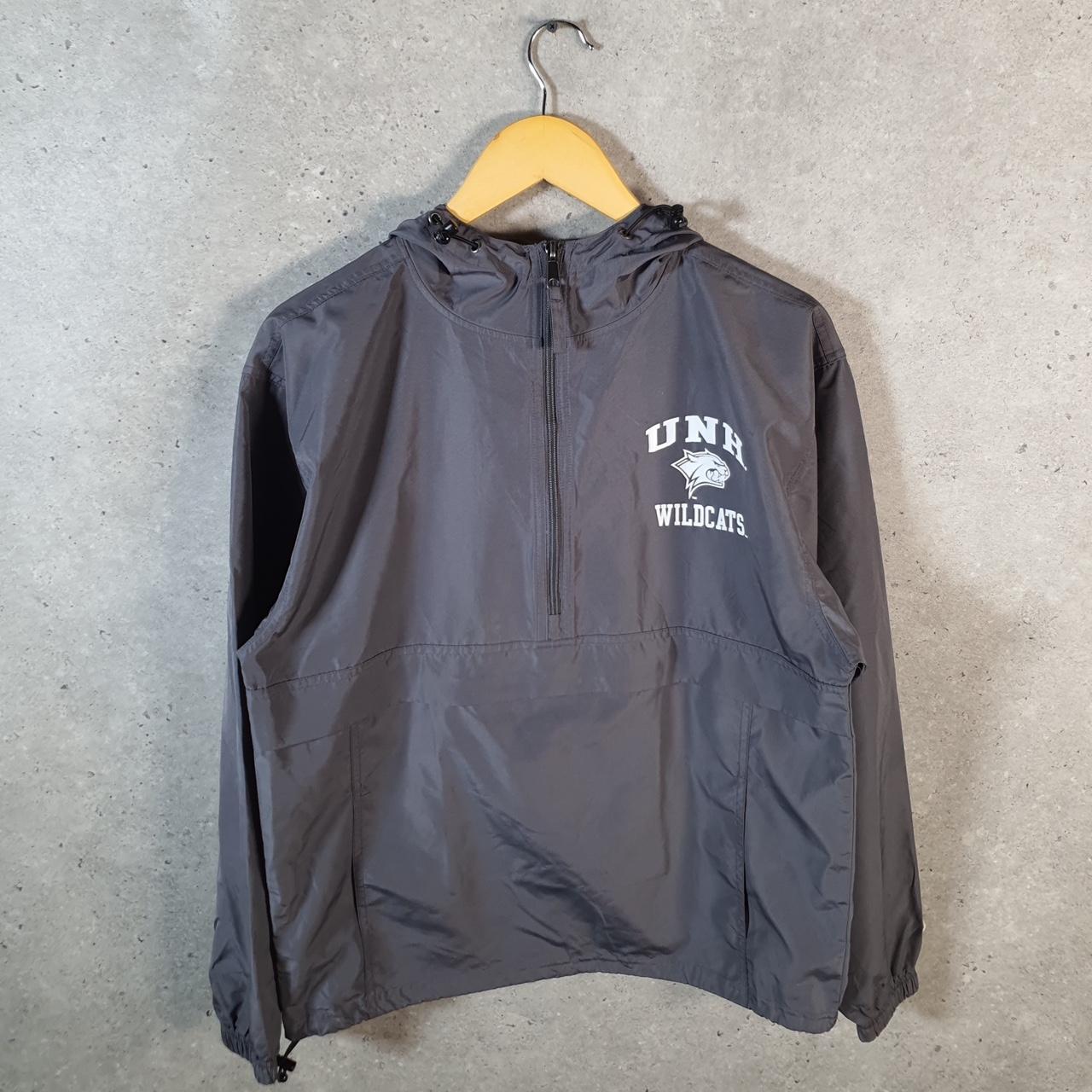 Vintage Champion Windbreaker Track Jacket Mens Small Grey Logo 1/4 Zip Hooded Pro Sport