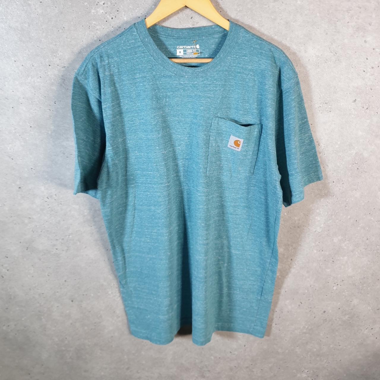 Vintage Carhartt Pocket T Shirt Men’s Medium Blue Workwear Chore Utility Loose Fit C9333