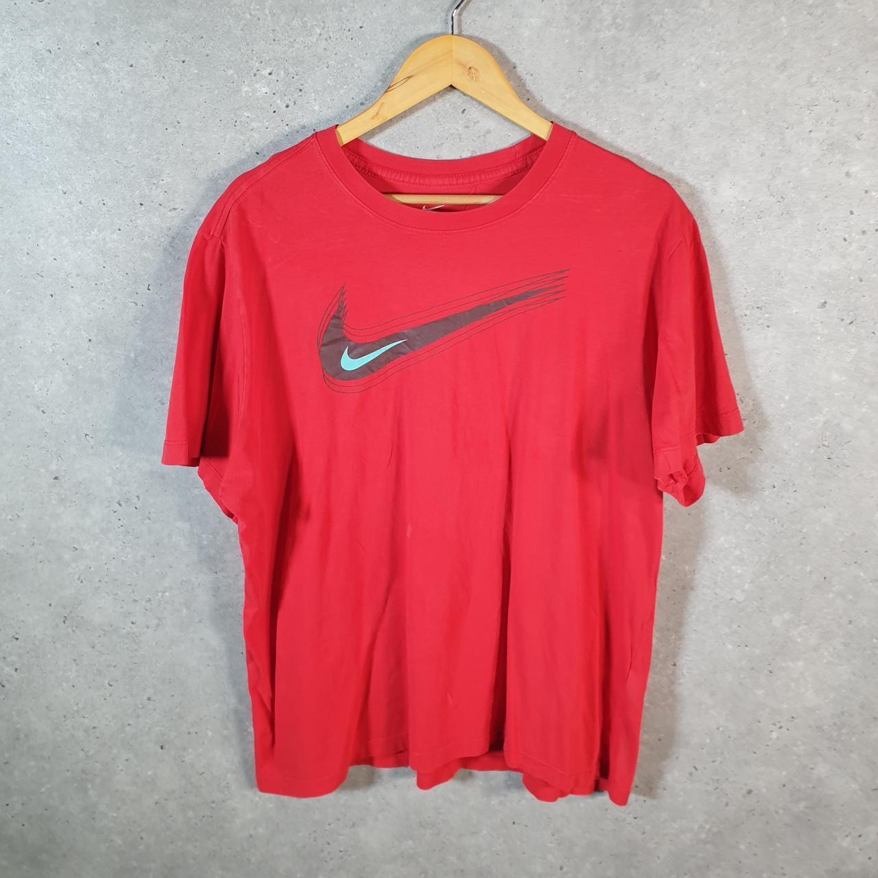 Vintage Nike T Shirt Men’s XL Red Printed Single Swoosh Logo Athletic C8289