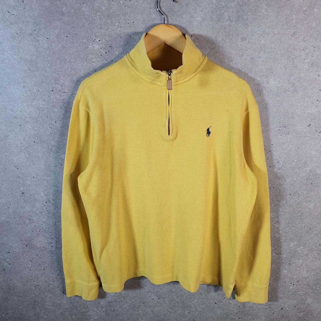 Vintage Ralph Lauren Polo 1/4 Zip Sweatshirt Men’s Medium Yellow Pullover Pony C8827