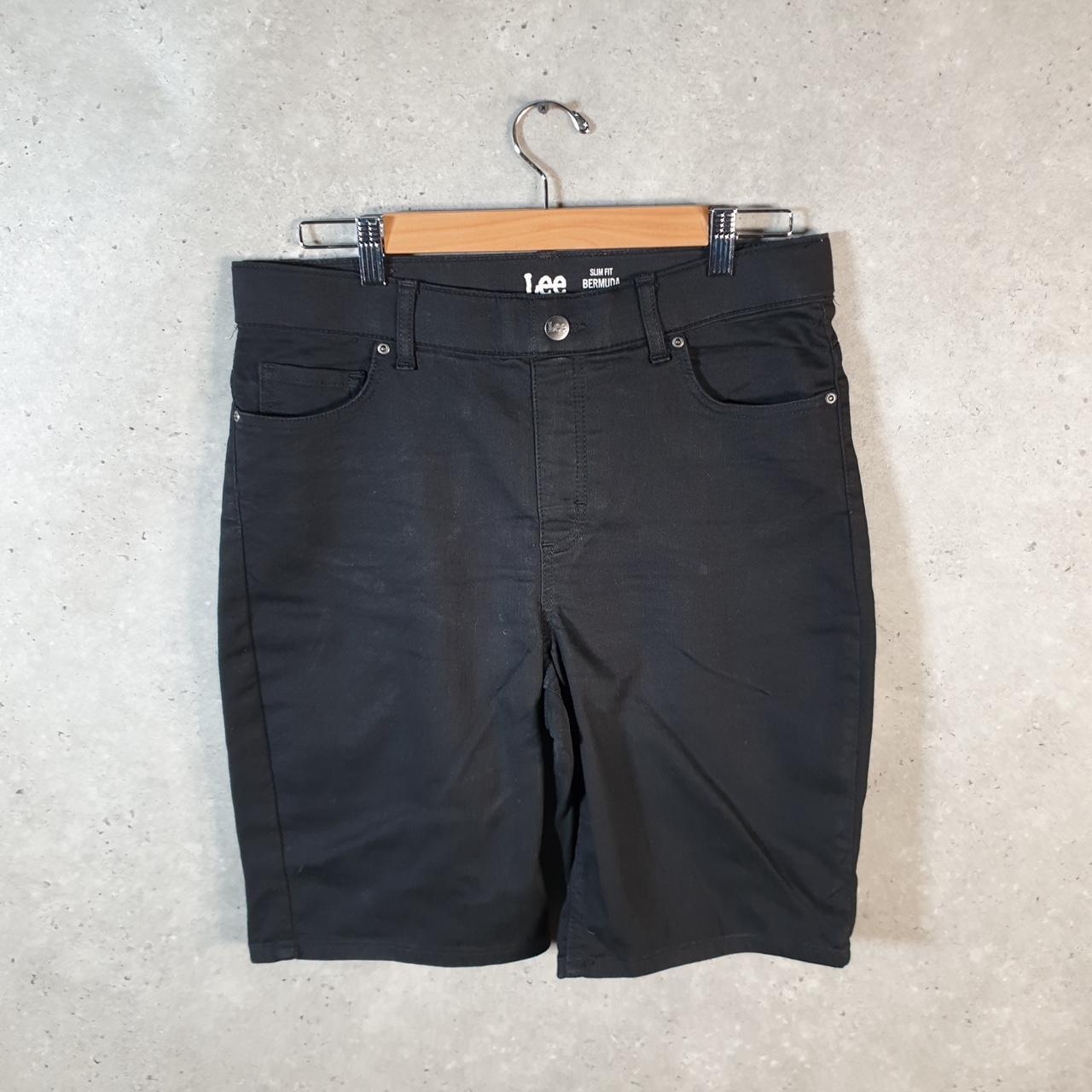 Vintage Lee Slim Shorts Jorts Cargo Womens W34 Black Relaxed Denim