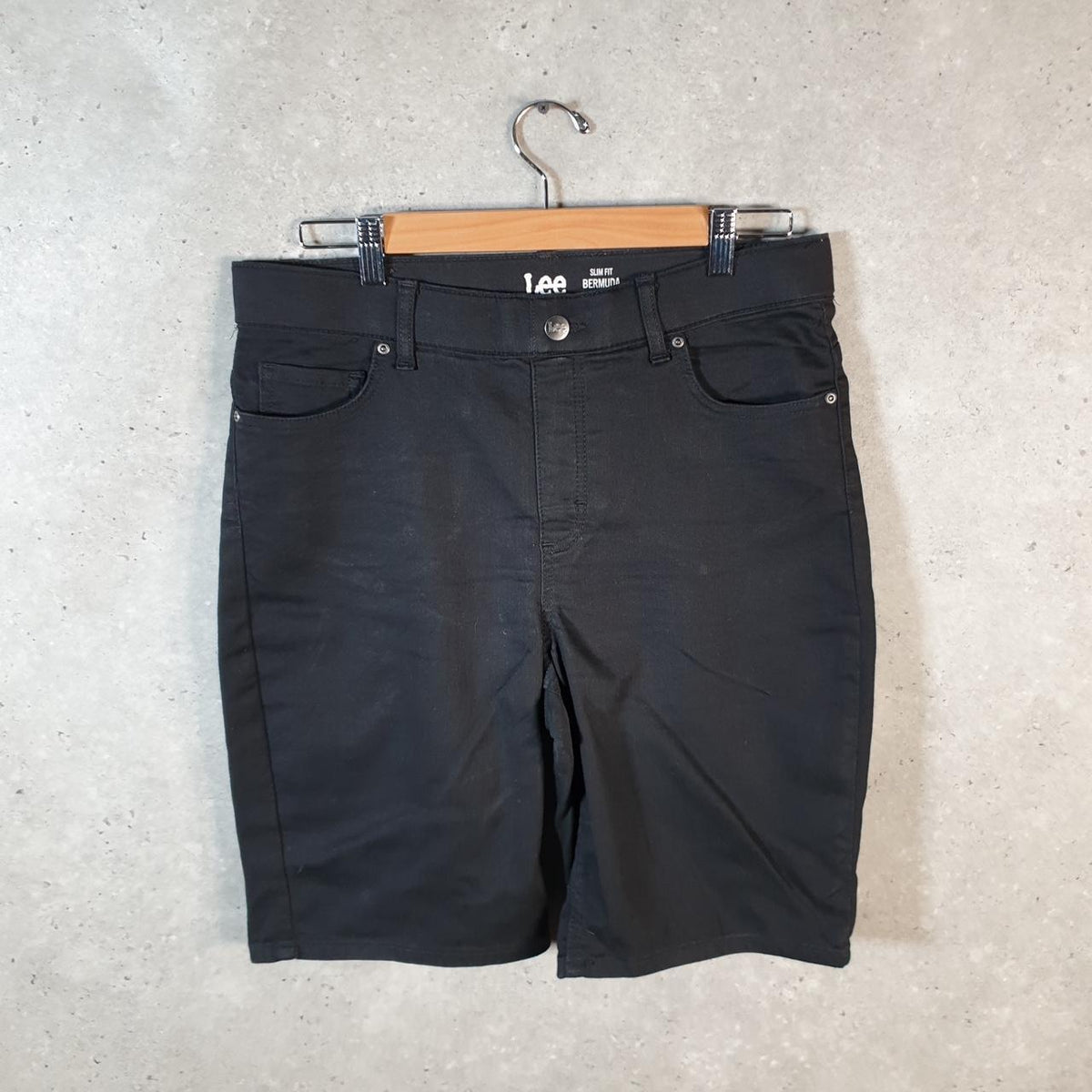 Vintage Lee Slim Shorts Jorts Cargo Womens W34 Black Relaxed Denim