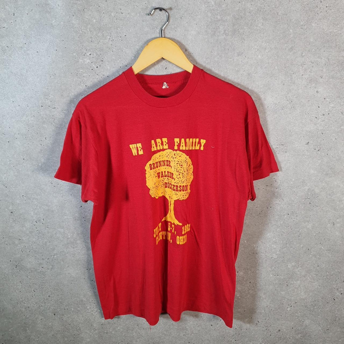 Vintage Screen Stars 1991 Canton Ohio Family USA Single Stitch T Shirt Men’s XL Red C9641