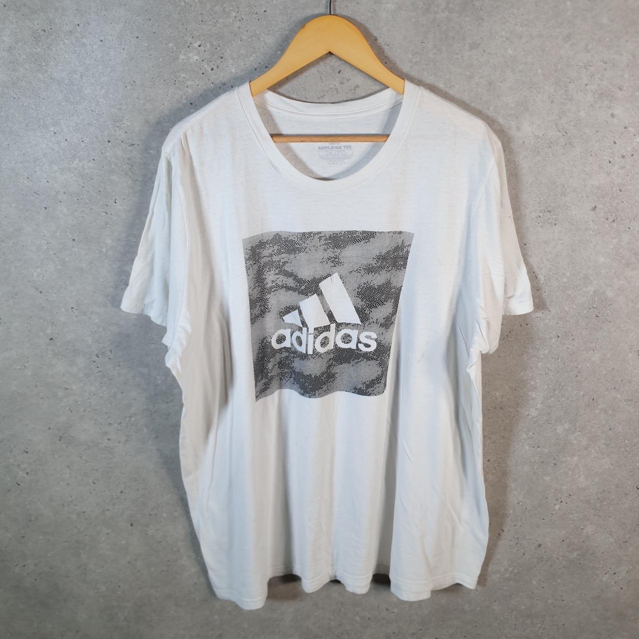 Vintage Adidas Amplifier T Shirt Shirt Men’s 2XL White Three Stripes Logo Athletic C9904