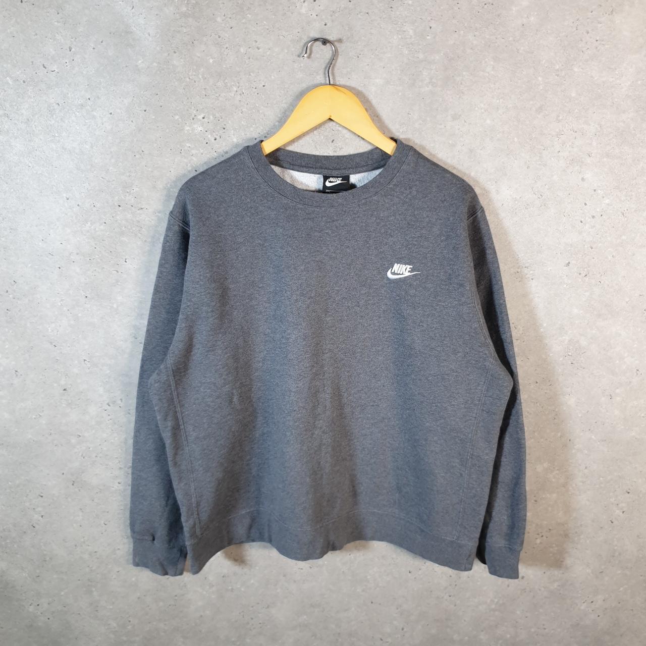 Vintage Nike Club Embroidered Sweatshirt Mens Large Grey Y2K Pullover Logo