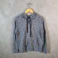 Vintage Gap All Over Print Hoodie Womens Medium Grey Y2K Full Zip Logo