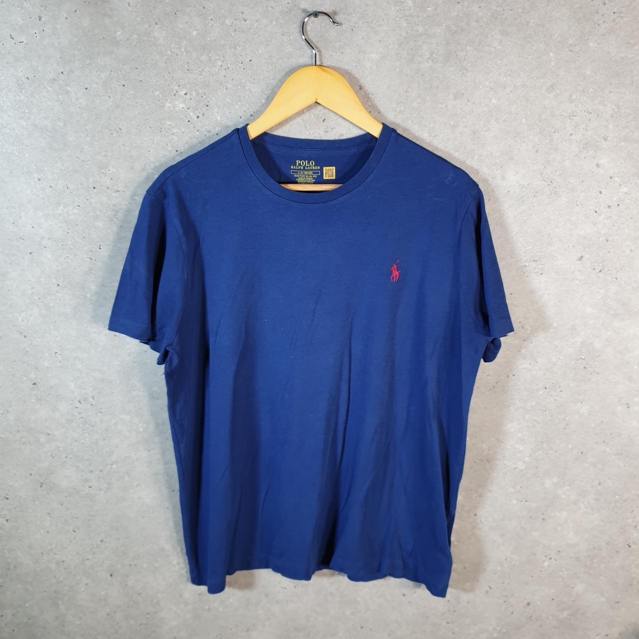 Vintage Ralph Lauren Polo Sport T Shirt Men’s Large Blue Custom Slim Fit Embroidered Pony C8616
