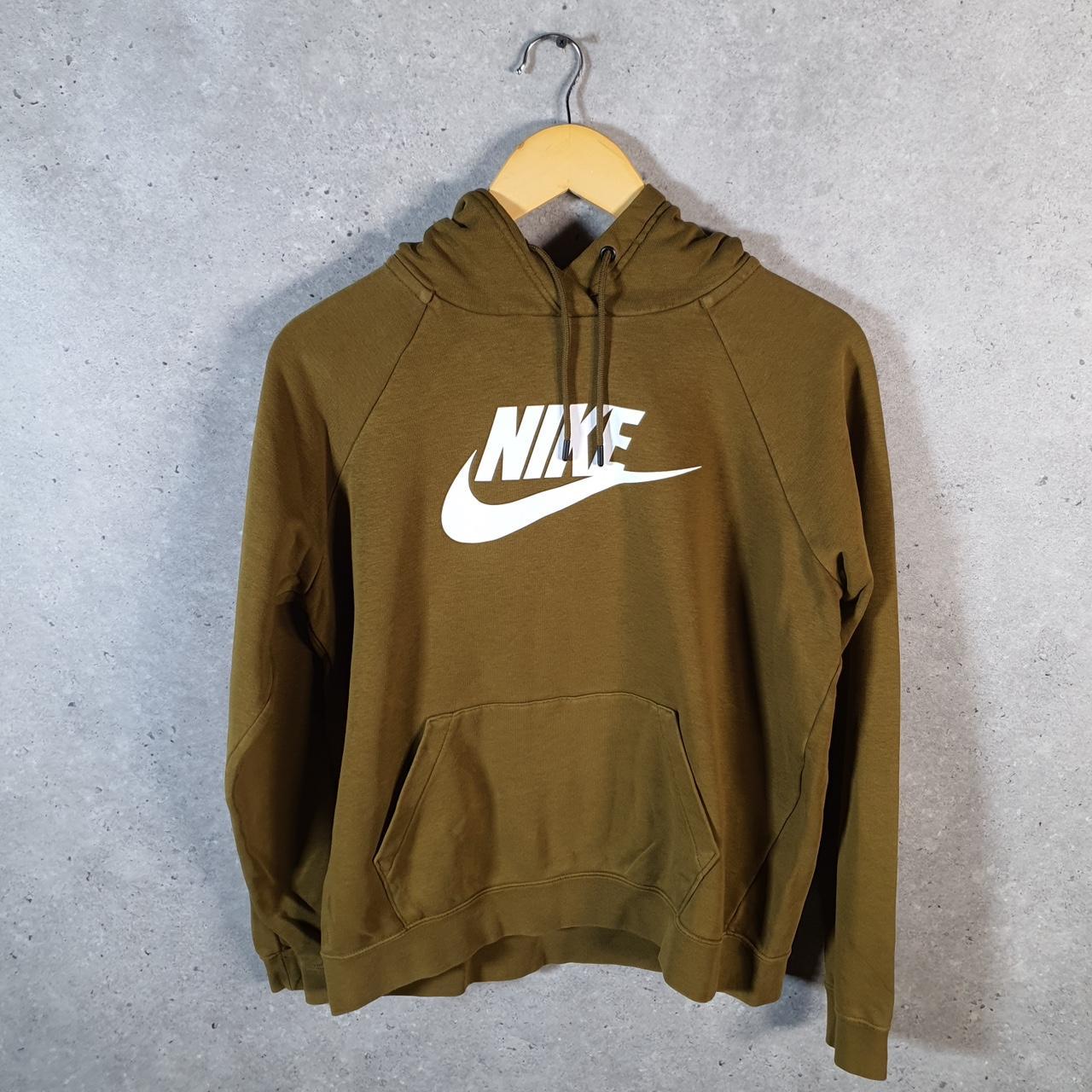 Vintage Nike Club Hoodie Womens Medium Green Swoosh Y2K Pullover Logo