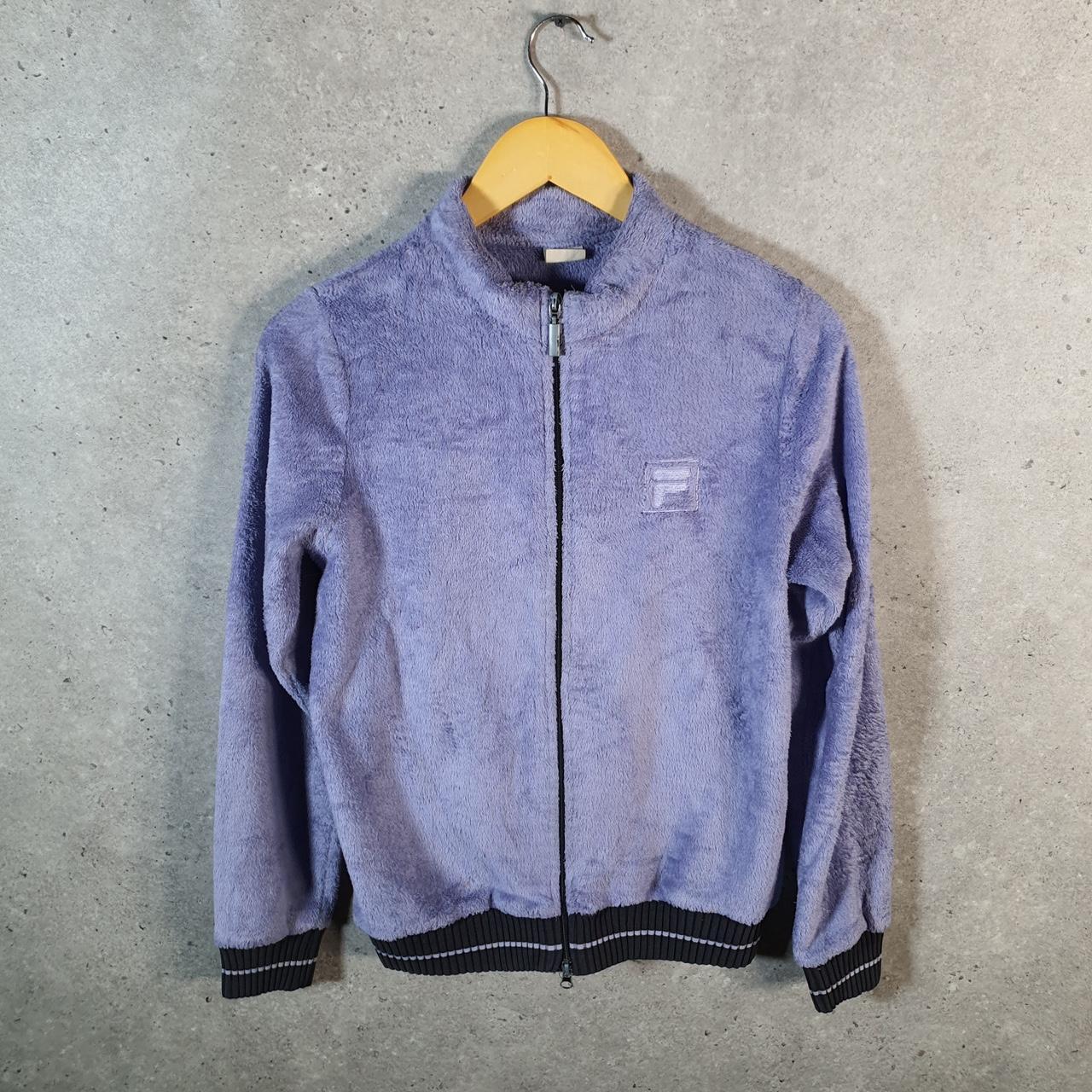 Vintage Fila Full Zip Fleece Sweatshirt Womens Small Purple Teddy Logo