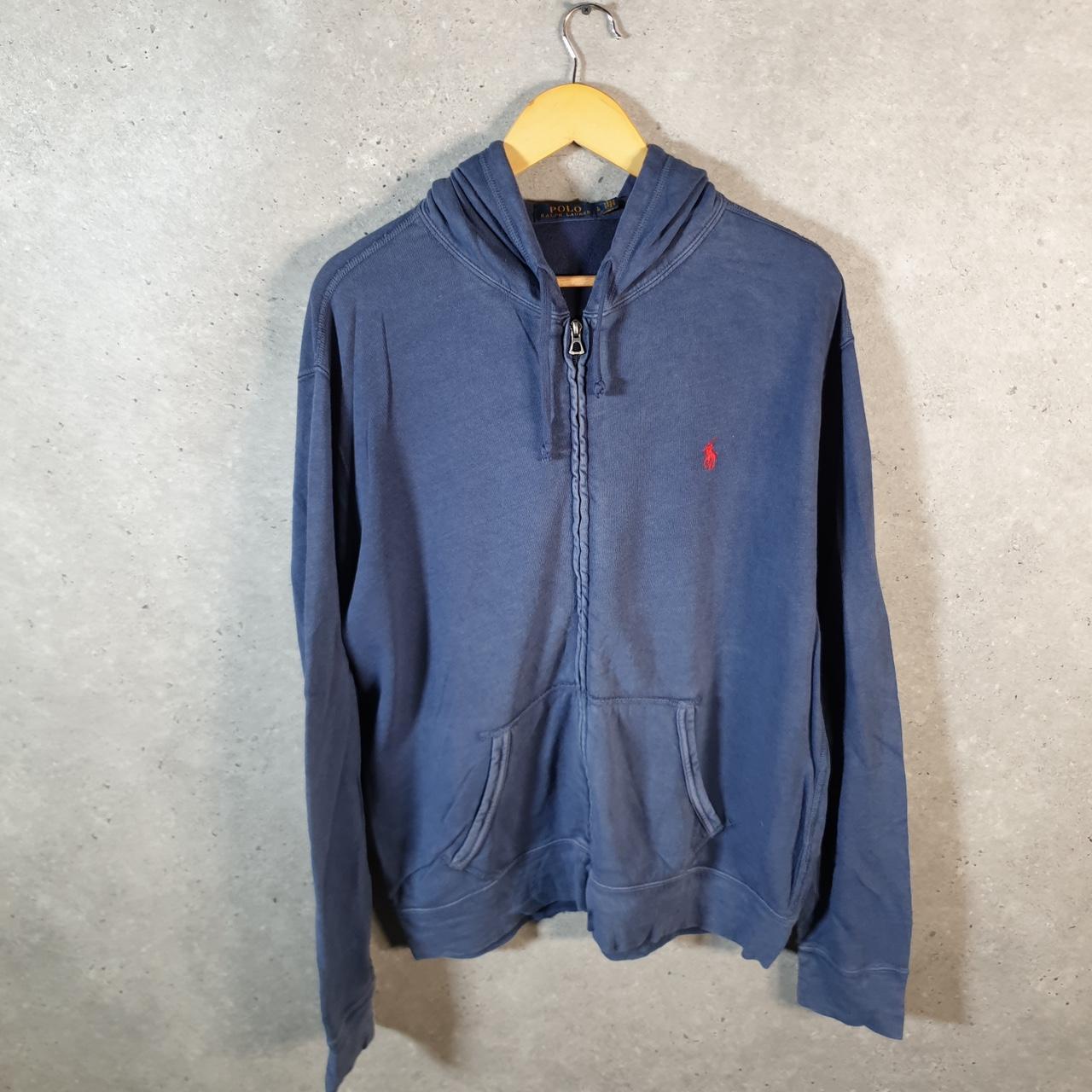 Vintage Ralph Lauren Polo Heavyweight Hoodie Men’s Large Blue Cotton Full Zip Pony