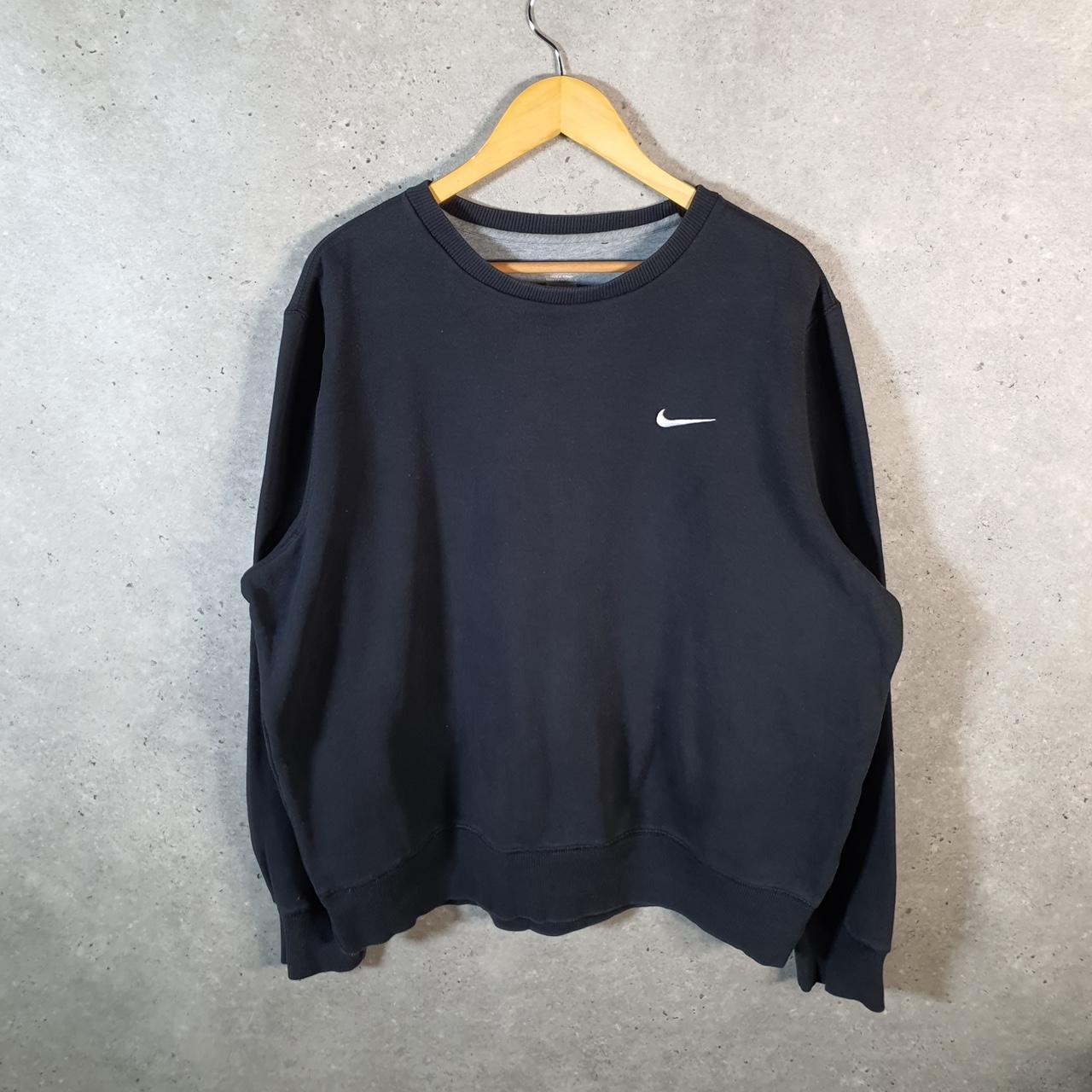 Vintage Nike Club Embroidered Sweatshirt Men’s XL Black Swoosh Y2K Pullover Logo