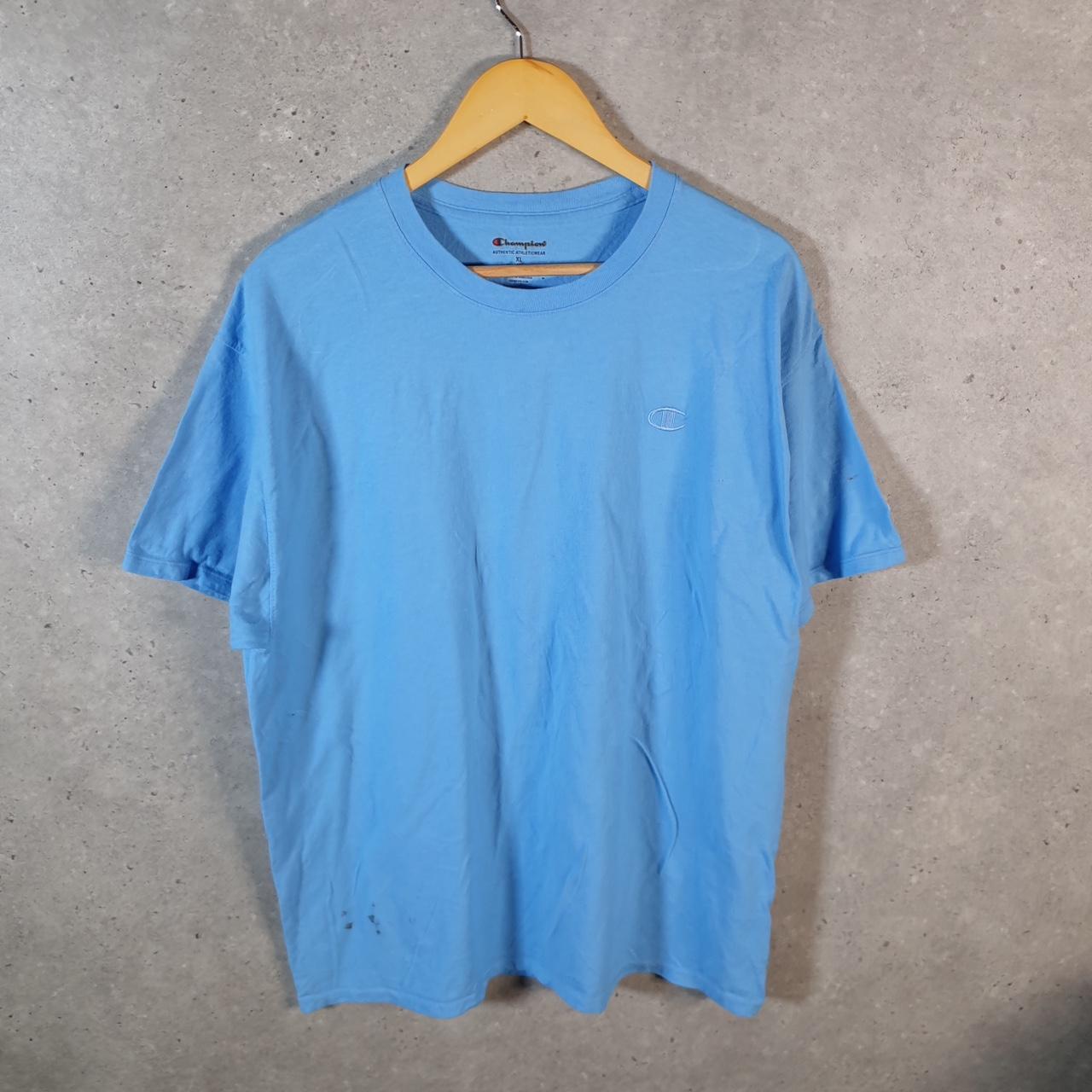 Vintage Champion Embroidered T Shirt Men’s XL Blue Casual Blank Athletic