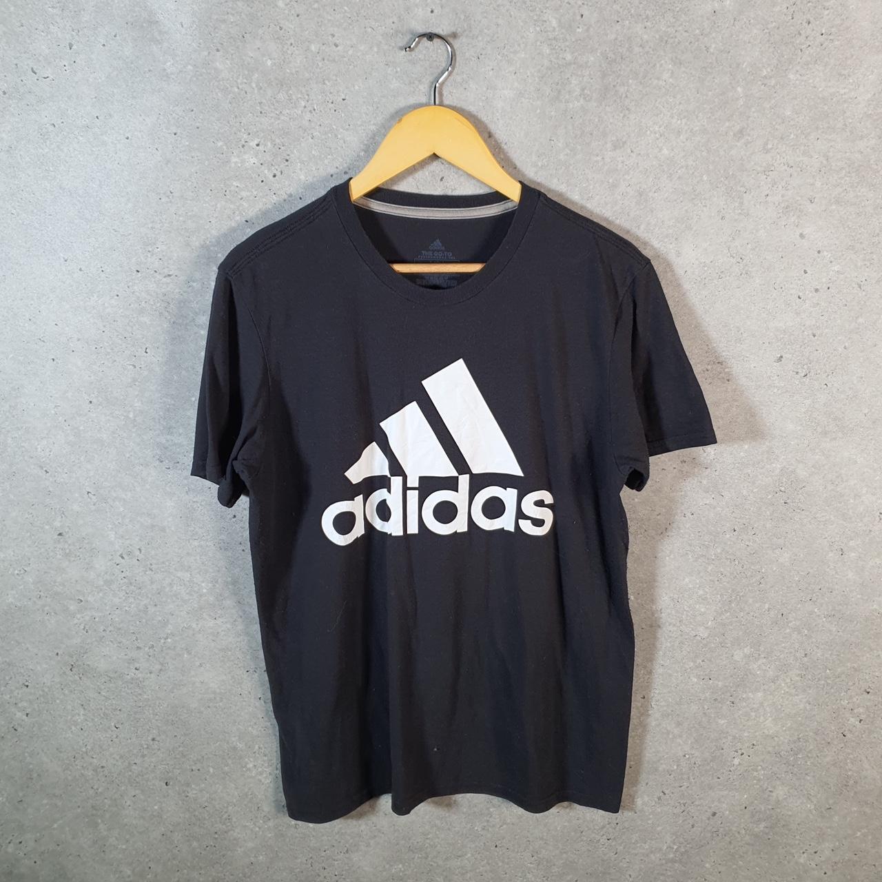 Vintage Adidas Go Tee Performance T Shirt Shirt Men’s Medium Black Three Stripes Logo Athletic