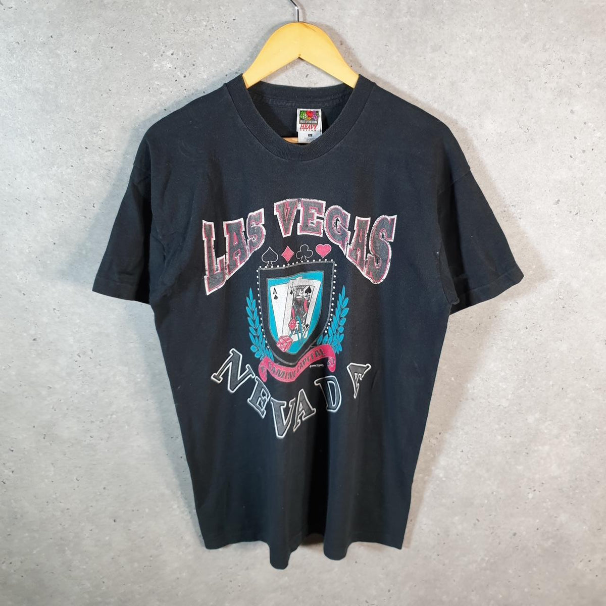 Vintage Fruit of the Loom Las Vegas Nevada 90s USA Single Stitch T Shirt Men’s Large Black C8763