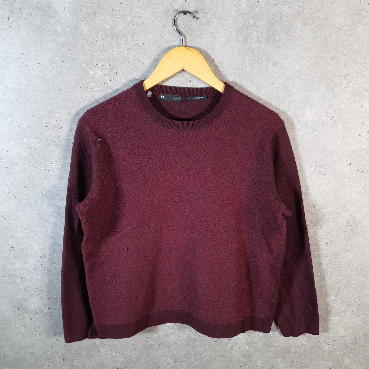 Vintage Under Armour Knit Sweater Women’s Large Burgundy Y2K Pullover Casual