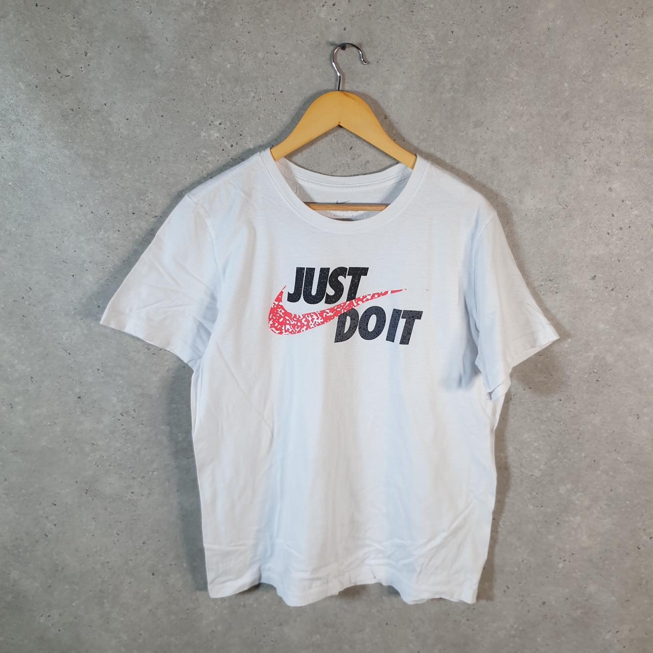 Vintage Nike Just Do It T Shirt Men’s Large White Logo Swoosh Athletic