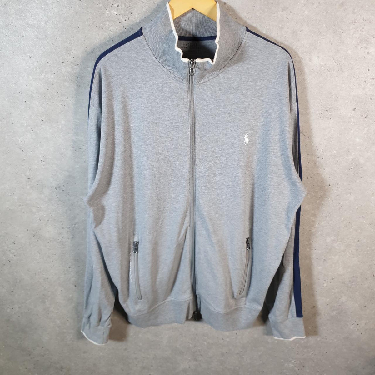 Vintage Ralph Lauren Polo Sweatshirt Men’s Large Grey Cotton Full Zip Pony