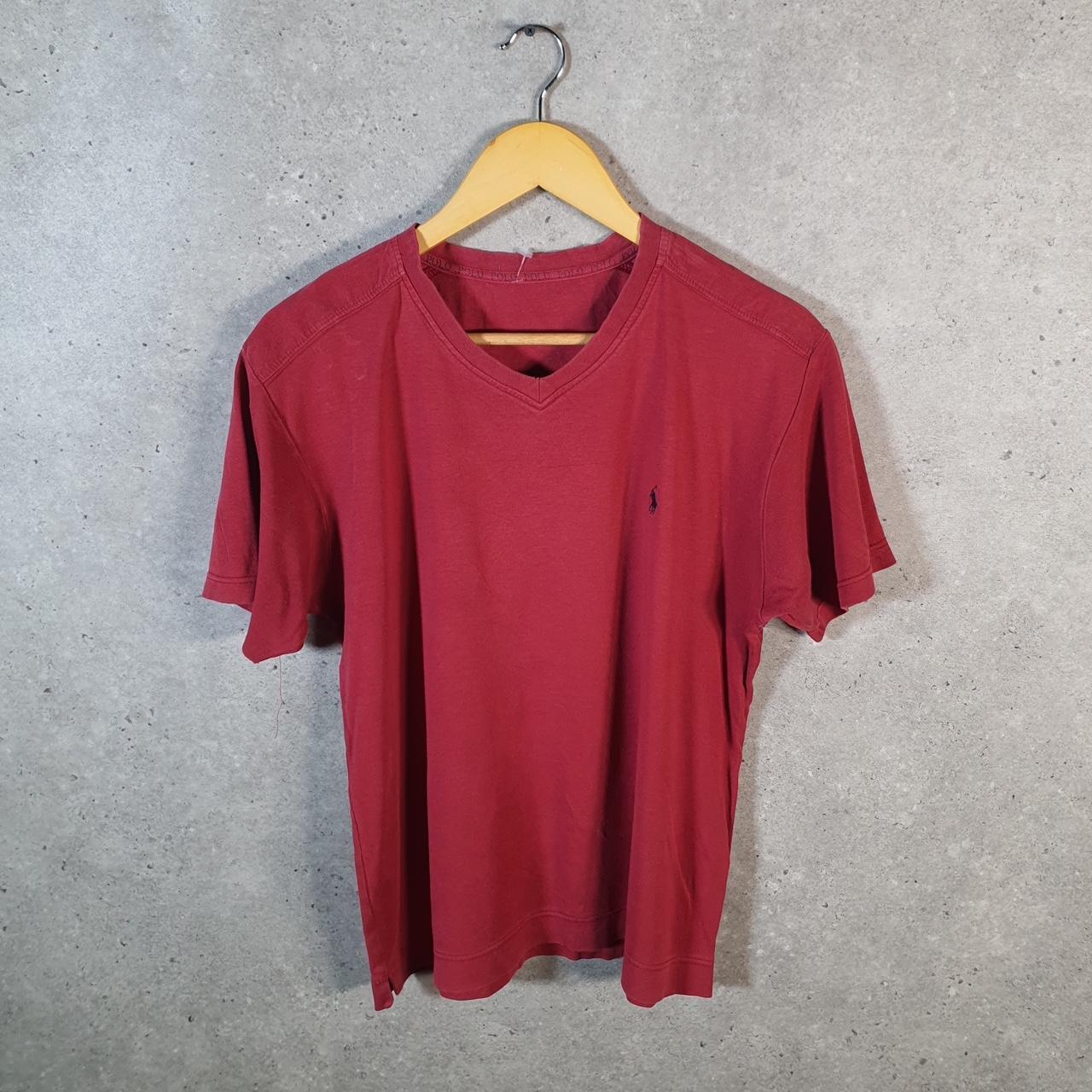 Vintage Ralph Lauren Polo T Shirt Men’s Small Burgundy Embroidered Pony Classic Fit C9680