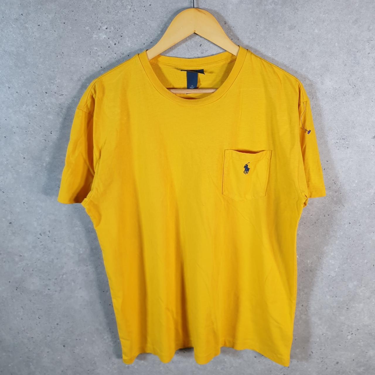 Vintage Ralph Lauren Polo T Shirt Men’s Medium Yellow Embroidered Classic Fit Pony C8588