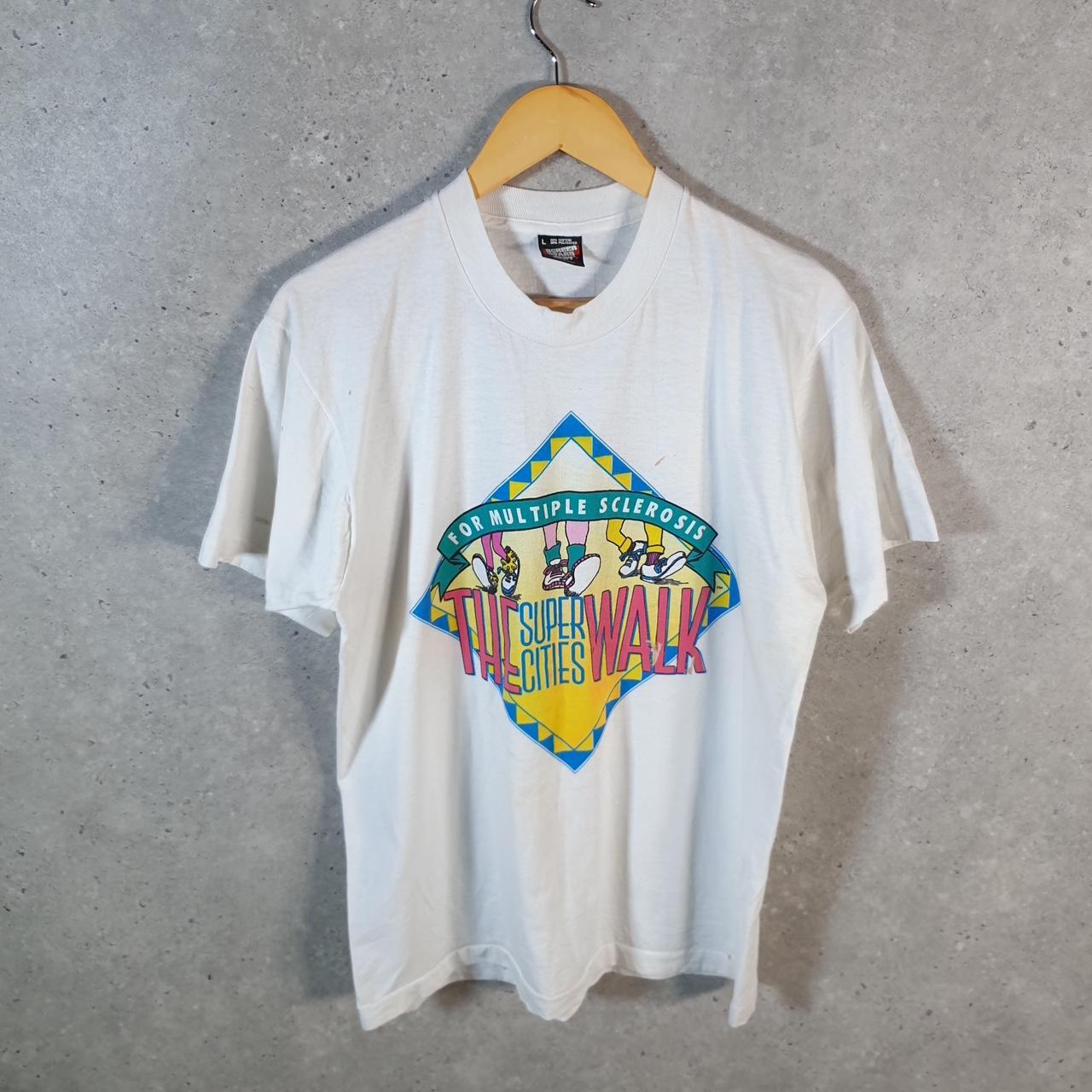 Vintage Screen Stars Kansas City Multiple Sclerosis 1989 Walk Single Stitch T Shirt Men’s Large White