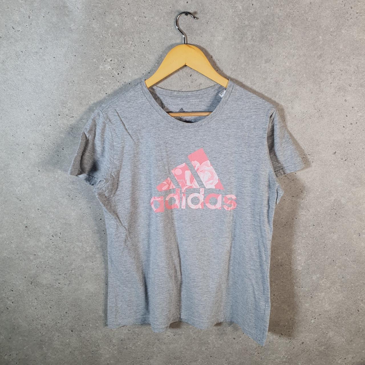 Vintage Adidas Amplifier T Shirt Womens Large Grey Three Stripes Logo Athletic