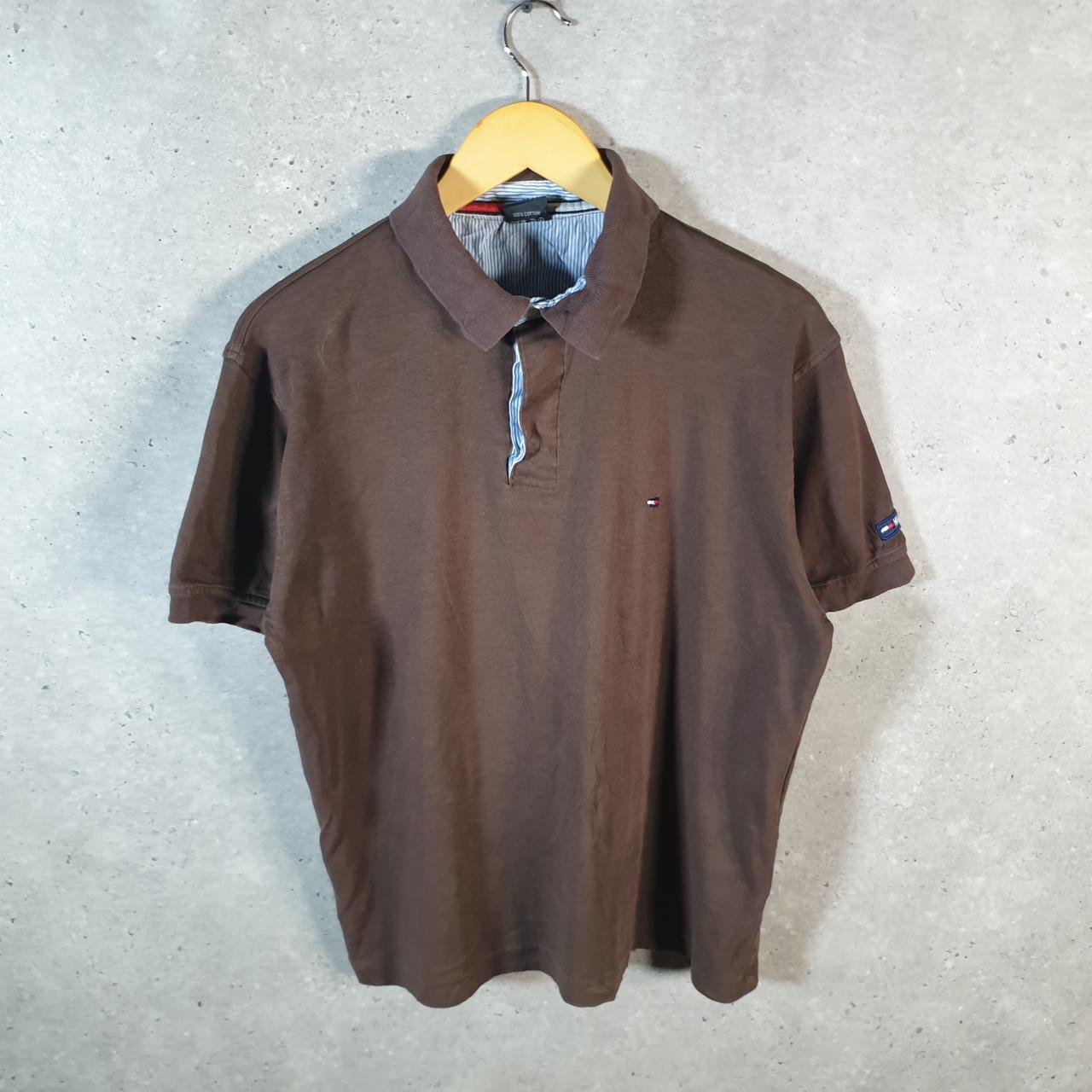 Vintage Tommy Hilfiger Polo Shirt Men’s XS Brown Custom Fit Embroidered Logo