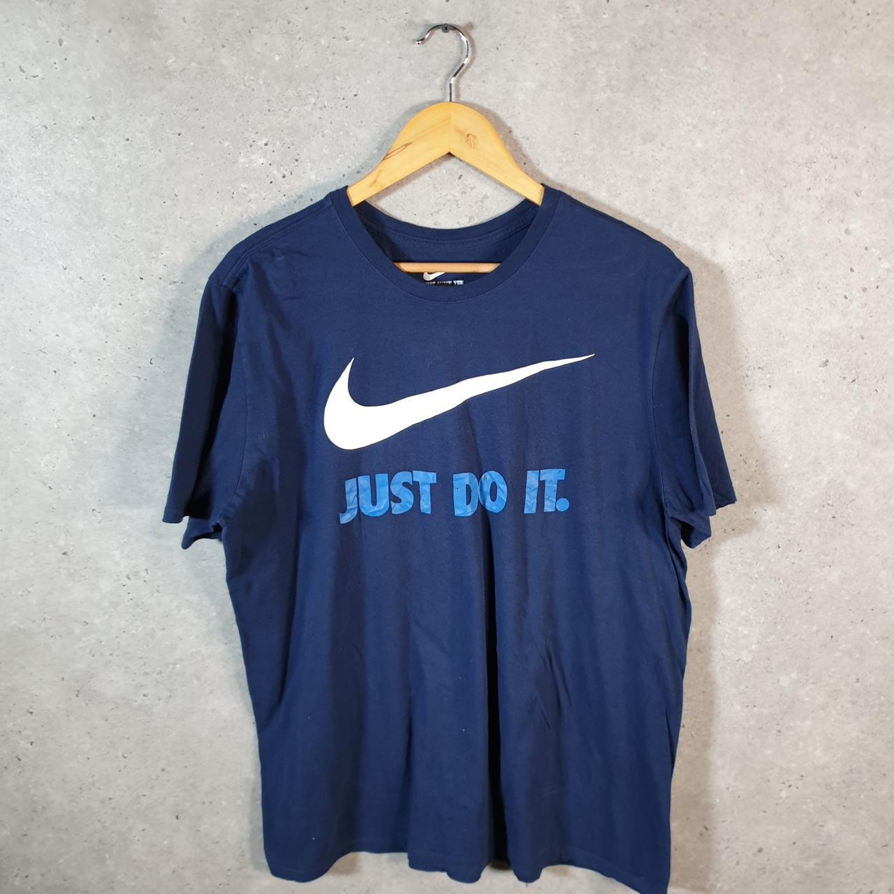Vintage Nike T Shirt Men’s XL Blue Printed Single Swoosh Logo Athletic C8276