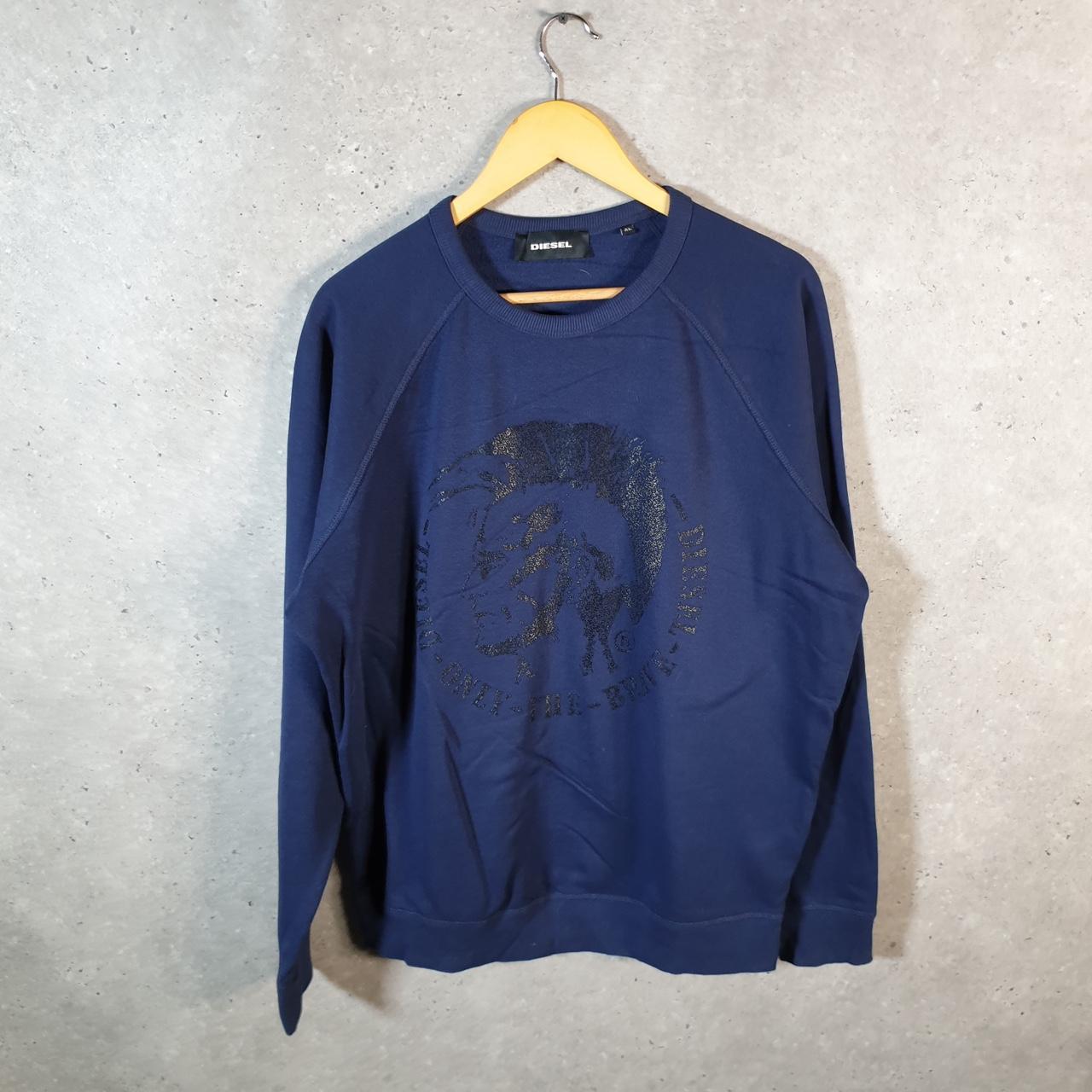 Diesel Only The Brave Graphic Sweatshirt Mens XL Navy Blue Pullover