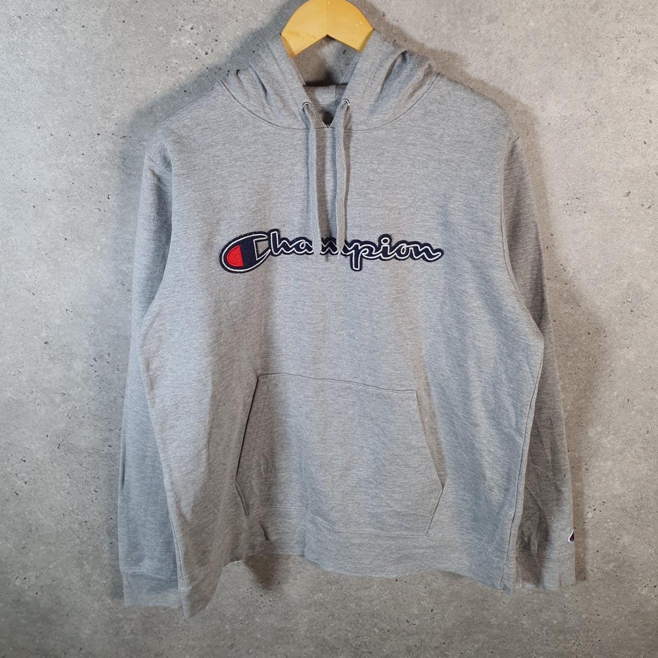 Vintage Champion Hoodie Men’s Large Grey Pro Sport Spellout Pullover