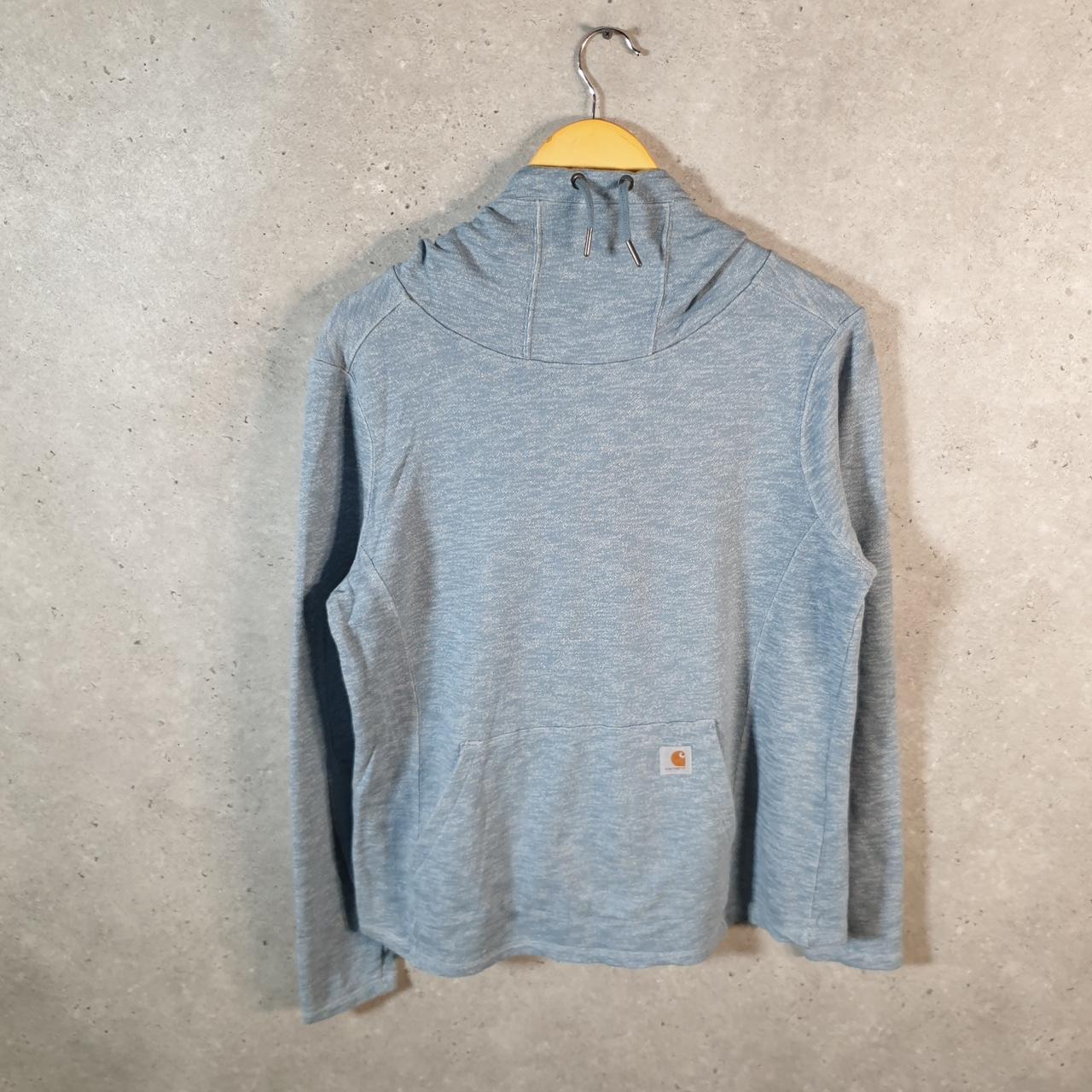 Vintage Carhartt Hoodie Womens Large Blue Pullover Blank USA Slightly Fitted