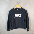 Vintage Nike Centre Spellout Sweatshirt Womens XS Black Y2K Pullover Logo
