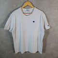 Vintage Champion Embroidered Spellout Logo T Shirt Men’s Large White USA Athletic