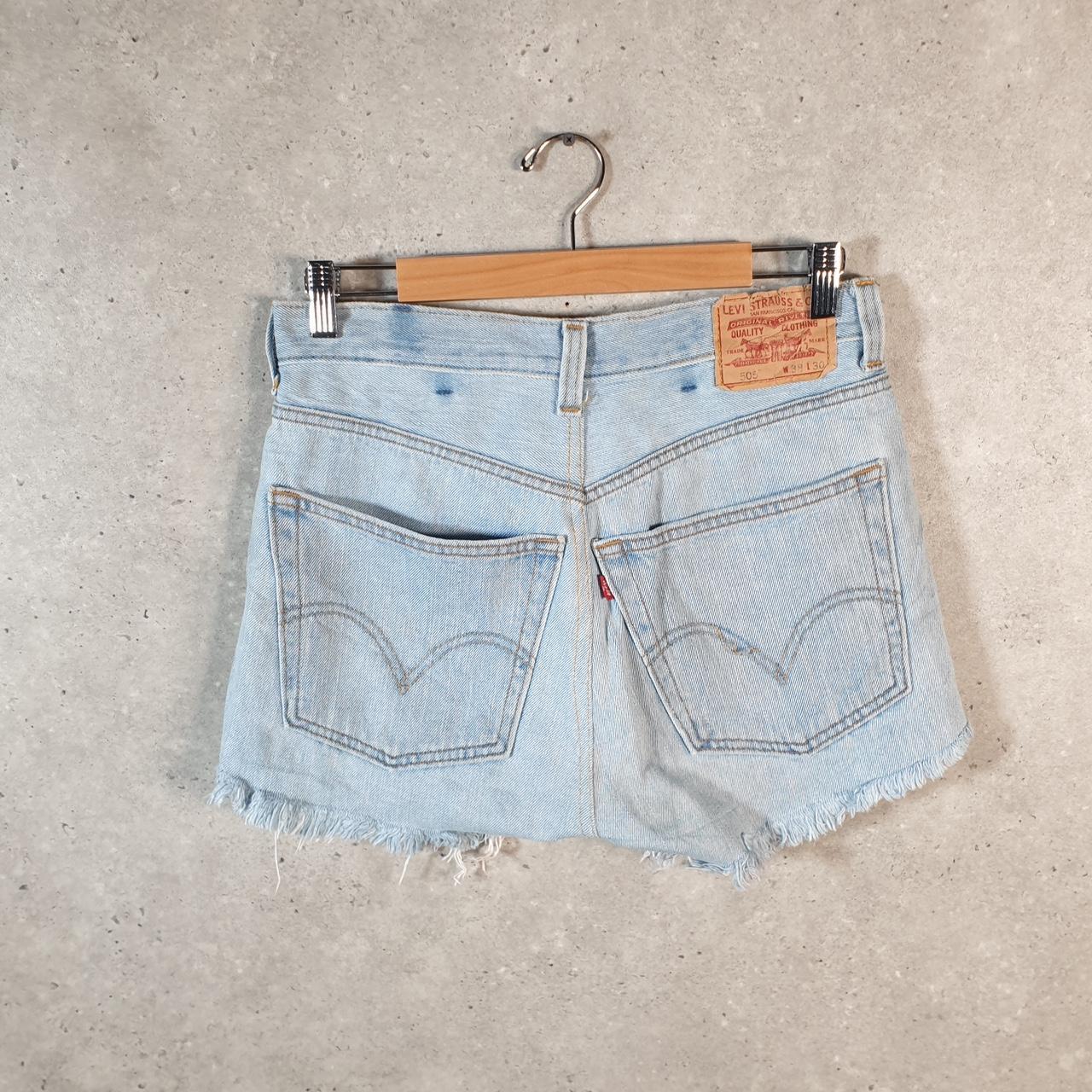 Vintage Levi’s 505 Cut Off Baggy Shorts Jorts Cargo Womens W38 Blue Relaxed Denim